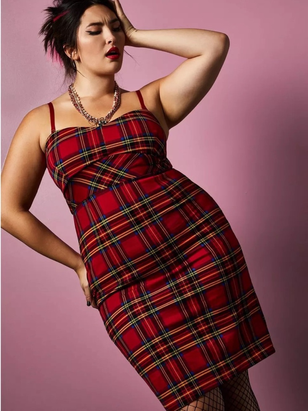 Betsey Johnson x Torrid Red Tartan Ponte Bodycon Dress